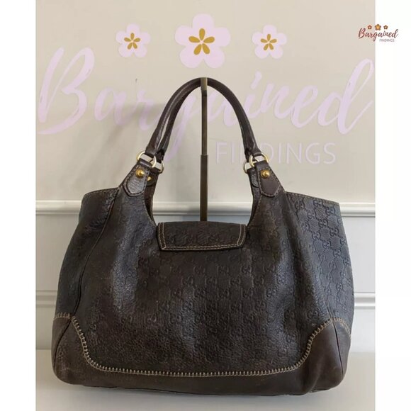 Authentic GUCCI Dark Brown Guccissima Leather New Pelham Large Shoulder Bag - Picture 4 of 15